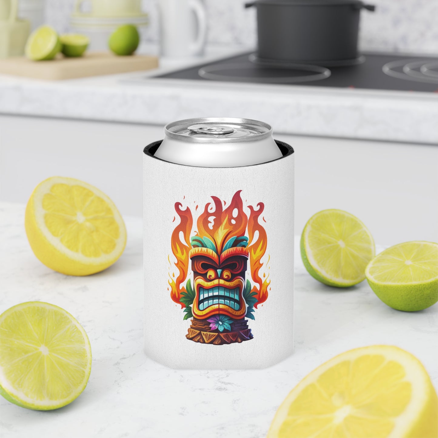 Tiki-themed Tropical Can Cooler