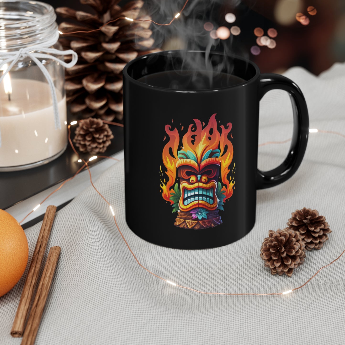 Tiki-themed Tropical Black Coffee mug 11oz