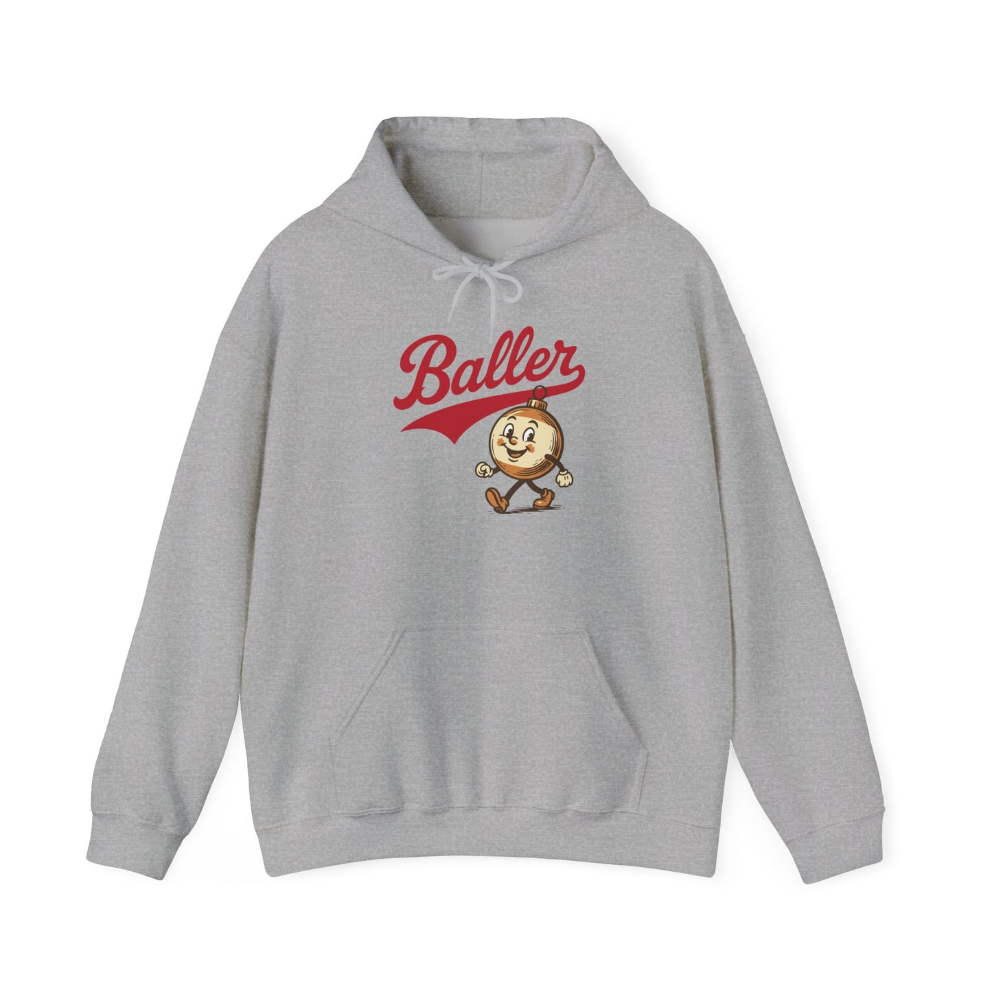 Baller Christmas Sweatshirt Retro inspired Baseball Script and Illustration