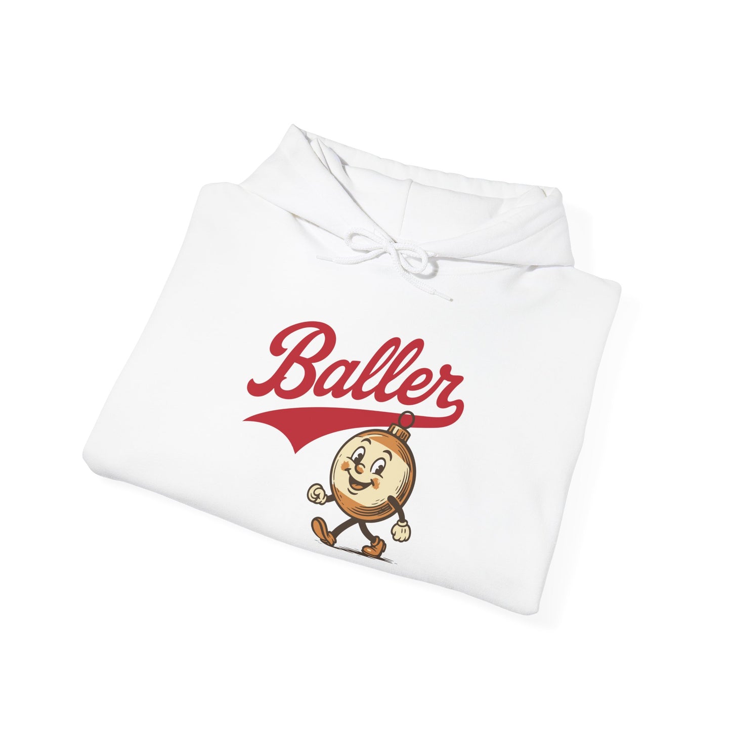 Baller Christmas Sweatshirt Retro inspired Baseball Script and Illustration