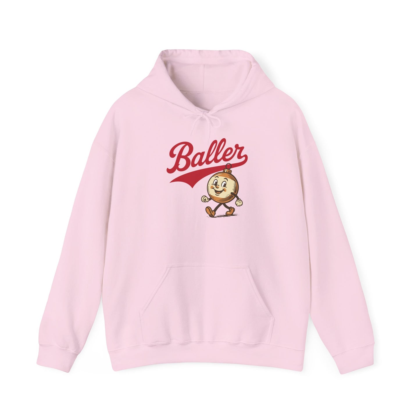 Baller Christmas Sweatshirt Retro inspired Baseball Script and Illustration